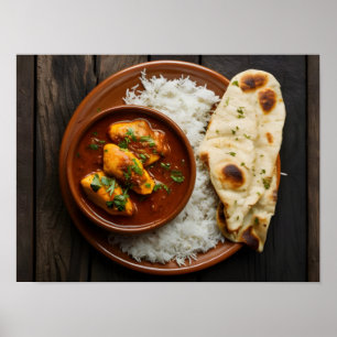 Heerlijke kip Tikka Masala Curry met Rijst Poster