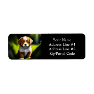 Heerlijke kleine bruine & witte puppy etiket