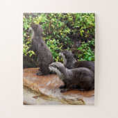 Heerlijke kleine grijze otters, legpuzzel (Verticaal)