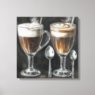 Heerlijke koffie Drink in glazen Mokken Canvas Afdruk