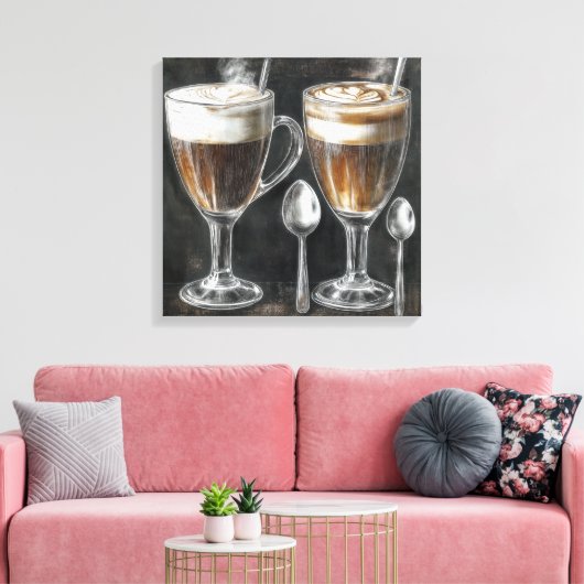 Heerlijke koffie Drink in glazen Mokken Canvas Afdruk (Insitu (Woonkamer))