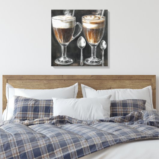 Heerlijke koffie Drink in glazen Mokken Canvas Afdruk (Insitu (Slaapkamer))
