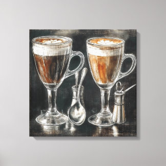 Heerlijke koffie Drink in glazen Mokken Canvas Afdruk