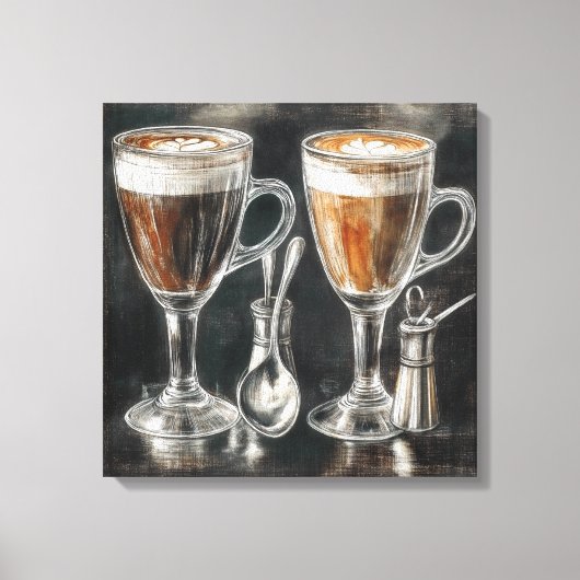 Heerlijke koffie Drink in glazen Mokken Canvas Afdruk (Voorkant)
