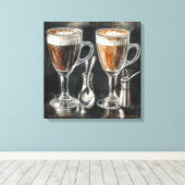 Heerlijke koffie Drink in glazen Mokken Canvas Afdruk (Insitu (Houten vloer))