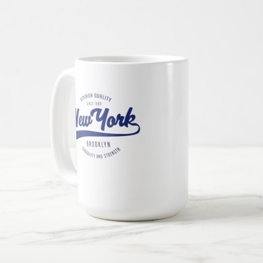 heerlijke koffie mok met NEW YORK badge (Voorkant links)