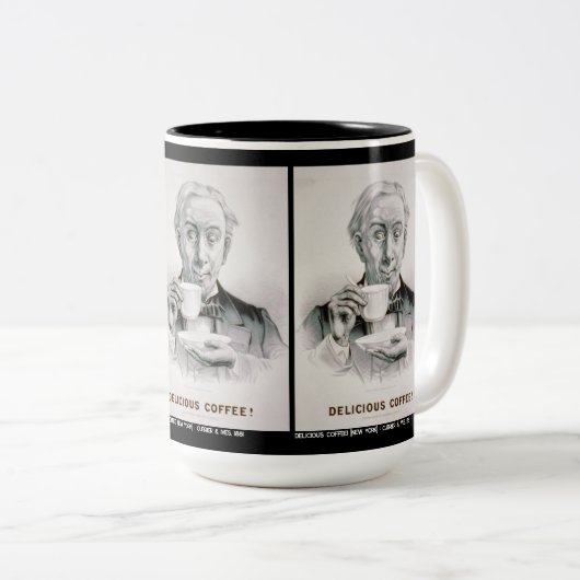 Heerlijke koffie! tweekleurige koffiemok (Voorkant rechts)