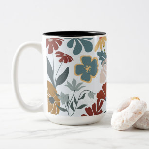 Heerlijke & levendige moderne bloemen tweekleurige koffiemok