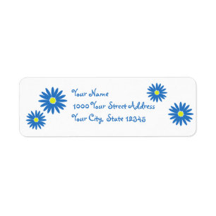 Heerlijke madeliefjes blauw etiket