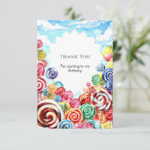 Heerlijke magische candyland verjaardag bedankkaart (Staand voorkant)