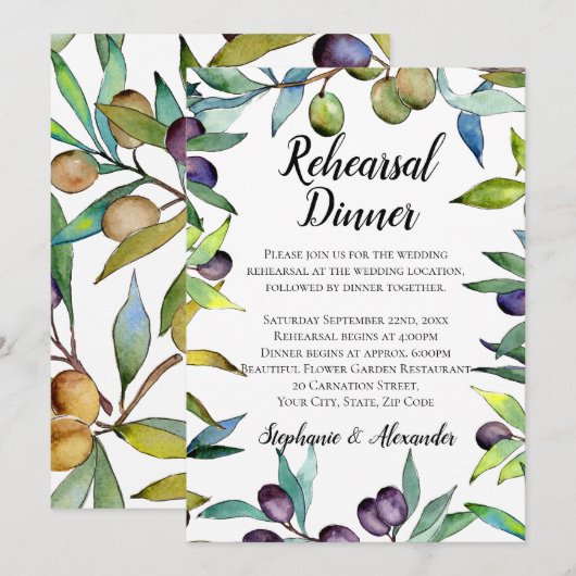 Heerlijke olijven Toscaanse Waterverf repetitie di Kaart (Voorkant / Achterkant)