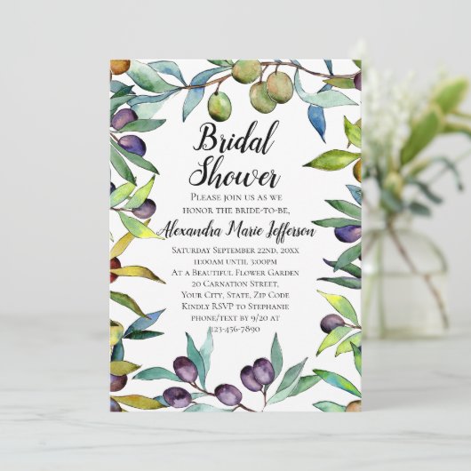 Heerlijke olijven Toscaanse Waterverf Vrijgezellen Kaart (Staand voorkant)