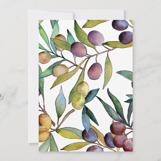 Heerlijke olijven Toscaanse Waterverf Vrijgezellen Kaart (Achterkant)