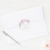 Heerlijke Paarse bloemen bruiloft Ronde Sticker (Envelop)