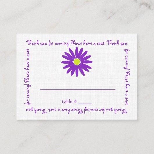 Heerlijke Paarse Daisy Seating Kaart Plaatskaartje (Voorkant)