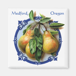 Heerlijke peren. Rogue Valley Medford souvenir. Magneet