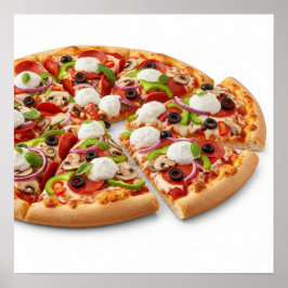 Heerlijke pizza met toppings poster