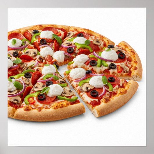 Heerlijke pizza met toppings poster (Voorkant)