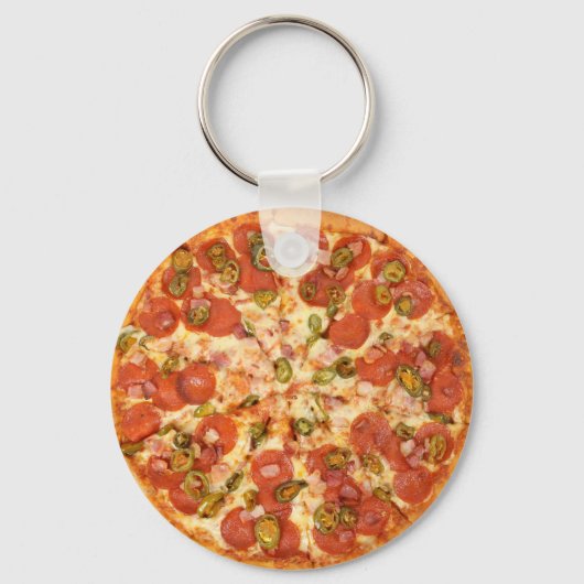 heerlijke pizza pepperoni jalapeno foto sleutelhanger (Voorkant)