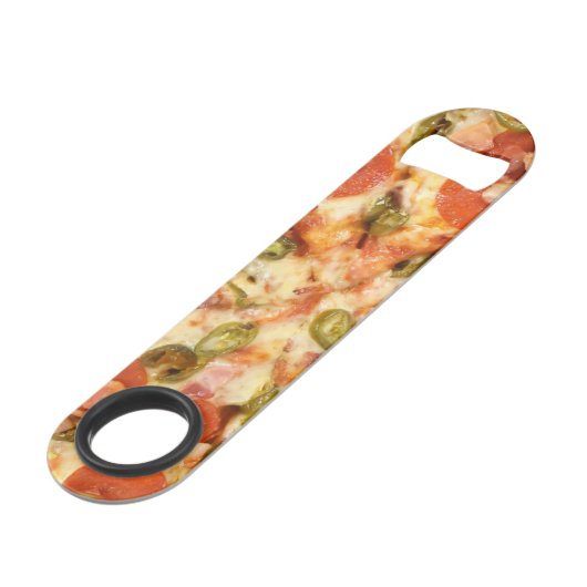 heerlijke pizza pepperoni jalapeno foto speed flessenopener (Achterkant Gekanteld)