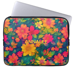 Heerlijke rode bloem impressies laptop sleeve