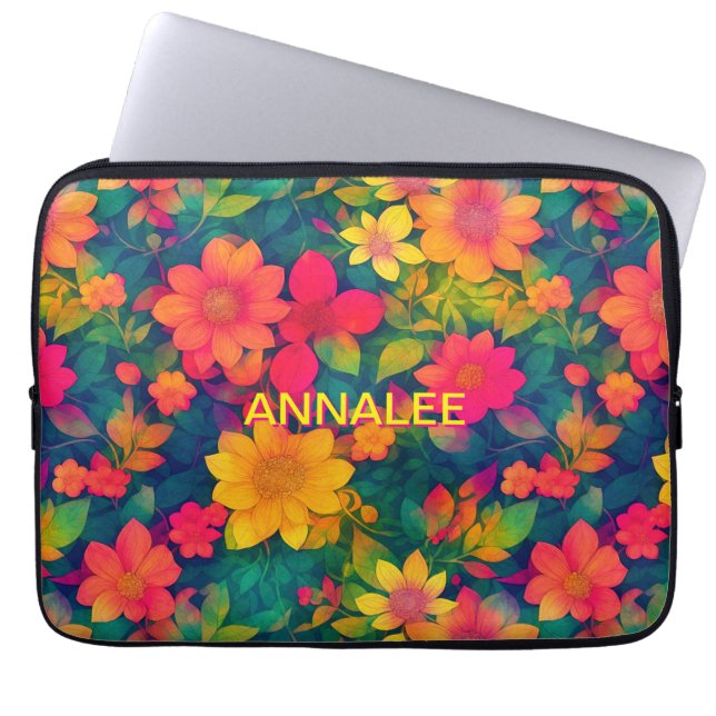 Heerlijke rode bloem impressies laptop sleeve (Voorkant)