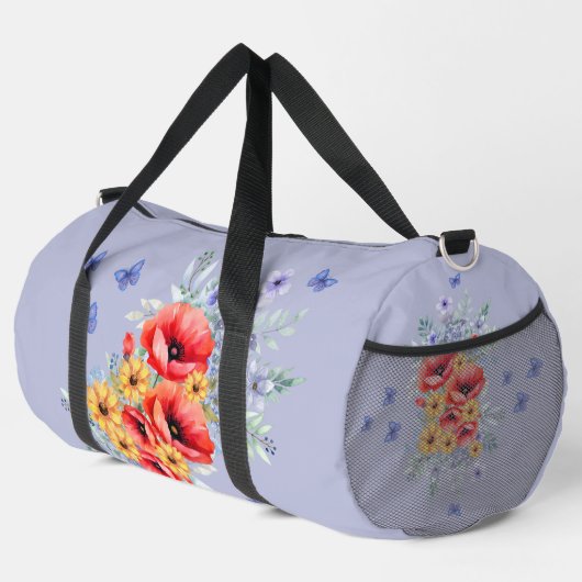 Heerlijke rode klaprozen, zonnebloemen & vlinders plunjezak (Rechterhoek)