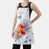 Heerlijke rode klaprozen, zonnebloemen & vlinders schort (Insitu)