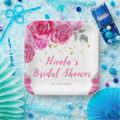 Heerlijke Roze Bloemige Bruids-Shower Papieren Bordje (Feest)