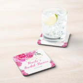Heerlijke Roze Bloemige Bruidsuitnodiging Bier Onderzetter (Rechterzijde)
