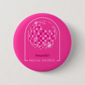 Heerlijke Roze Disco Boogie Bruidsuitnodiging Ronde Button 5,7 Cm (Voorkant)