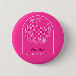 Heerlijke Roze Disco Boogie Bruidsuitnodiging Ronde Button 5,7 Cm