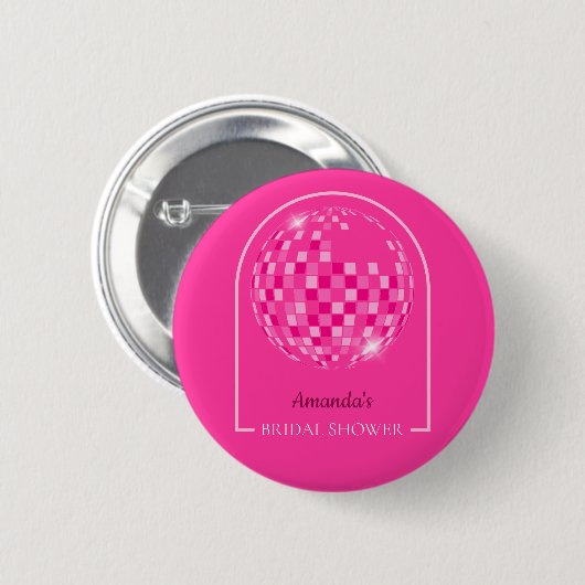 Heerlijke Roze Disco Boogie Bruidsuitnodiging Ronde Button 5,7 Cm (Voorkant /achterkant)