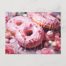 Heerlijke roze donut met suikerglazuur, top uitzic
