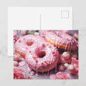 Heerlijke roze donut met suikerglazuur, top uitzic briefkaart (Voorkant / Achterkant)