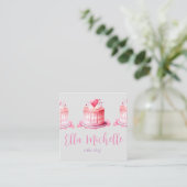 Heerlijke roze taart vierkante visitekaartje (Staand voorkant)