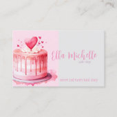 Heerlijke roze taart visitekaartje (Voorkant)