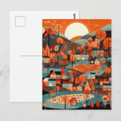 Heerlijke Scandi Village Art Briefkaart (Voorkant / Achterkant)