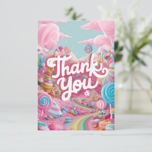 Heerlijke Snoepjes Candyland bedankkaart (Staand voorkant)