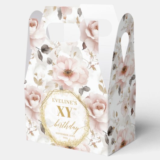 Heerlijke stoffige roze boho waterverf 80 jarig bedankdoosjes (Geopend)