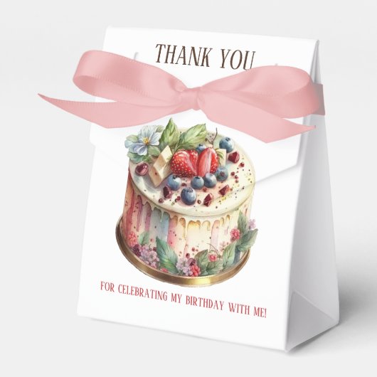 Heerlijke traktatie verjaardag papier gunst box bedankdoosjes (Voorkant Zijde)