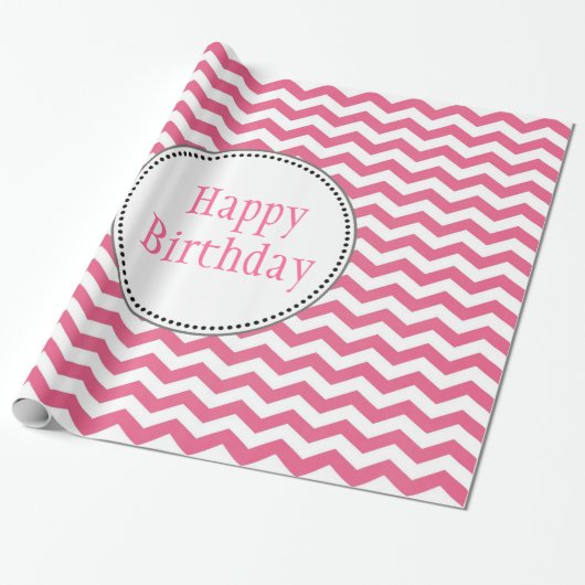 heerlijke, trendy, klassieke roze verjaardag van c cadeaupapier (Uitgerold)