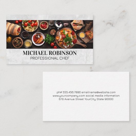 Heerlijke voedselverspreiding visitekaartje (Voorkant / Achterkant)