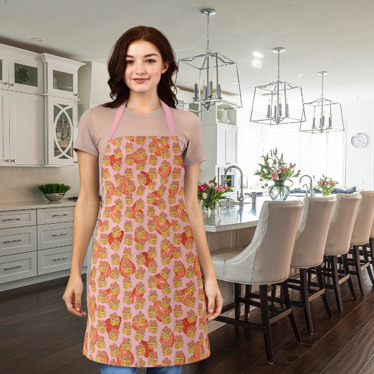 Heerlijke wafels en fruit roze schort