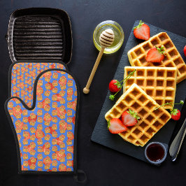 Heerlijke wafels en fruitblauw ovenwant & pannenlap set