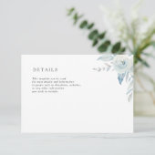 heerlijke waterverf met een blauwe trouwkaart RSVP kaartje (Staand voorkant)