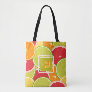 Heerlijke zoete citrus vrolijk kleurrijk tote bag