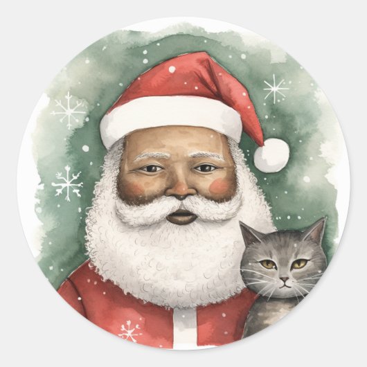 Heerlijke zwarte kerstman ronde sticker (Voorkant)