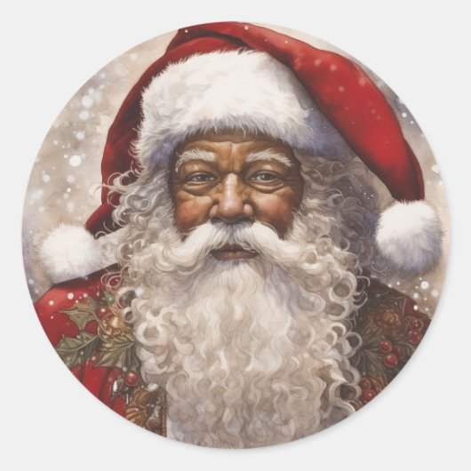 Heerlijke zwarte Kerstman: spreidende vreugde Ronde Sticker (Voorkant)
