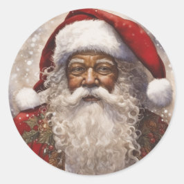 Heerlijke zwarte Kerstman: spreidende vreugde Ronde Sticker